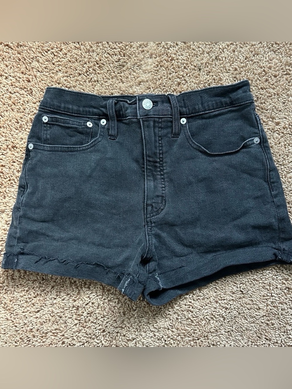 MADEWELL High Rise Black Faded Denim Cut Off Jean Shorts 27 Festival Cowgirl